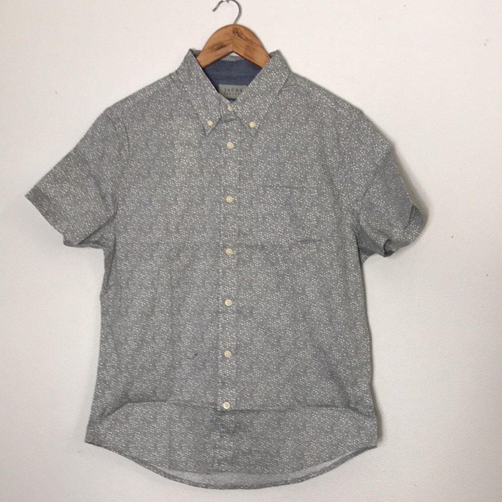 Jachs New York shirt short sleeves, buttons, gray & white, Small